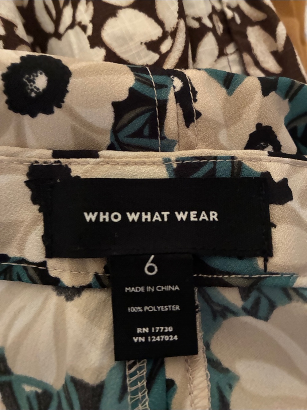 Who What Wear Floral Print Skirt in Teal, Black and Cream